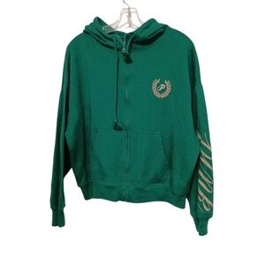 VS PINK -Green Zip-Up Hoodie with Logo - Size M